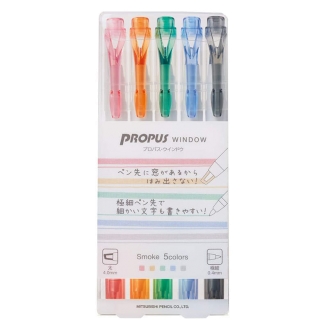 Uni Propus Window Marker Doble Punta (Smoke Color) - Set de 5