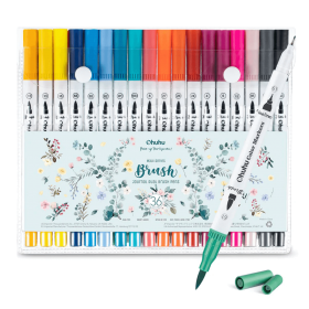 Ohuhu Dual Brush Serie Maui (Punta Pincel y Tiralíneas Fino) - Set de 36 Marcadores