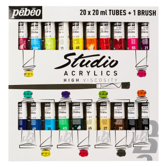 Pebeo Acrílicos Studio 20 x 20 ml + Pincel