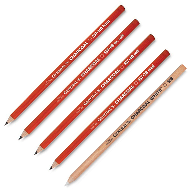 General Pencil Co Charcoal Pencil - Lapiz de Carbón (Disponible en HB, 2B, 4B, 6B y Blanco)