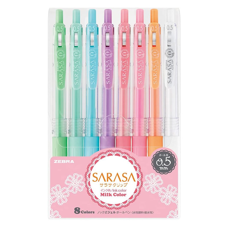  Zebra Sarasa Clip 0.5 Milk - (Set de 8 Colores)