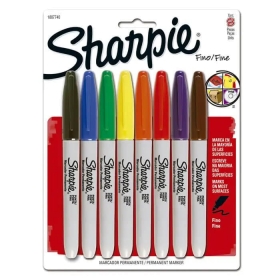 Sharpie Marcador Permanente Punta Fina - Set de 8 Básicos
