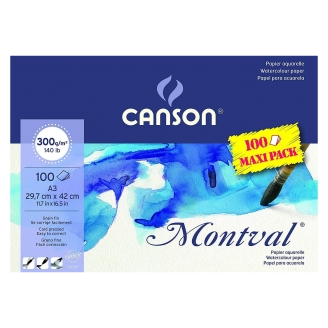 Canson Montval Aquarelle Grano Fino Block (29,7 x 42 cm) - 100 Hojas de 300 Gsm
