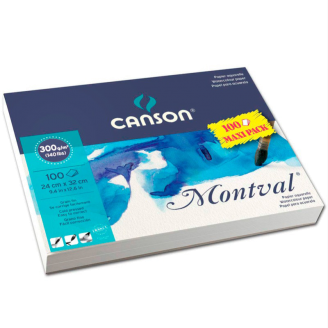 Canson Montval Aquarelle Grano Fino Block (24 x 32cm) - 100 Hojas de 300 Gsm