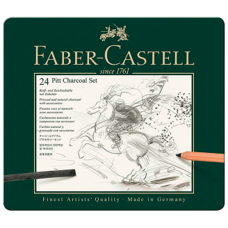 Faber-Castell Pitt Charcoal Carboncillo - Set de 24 Piezas