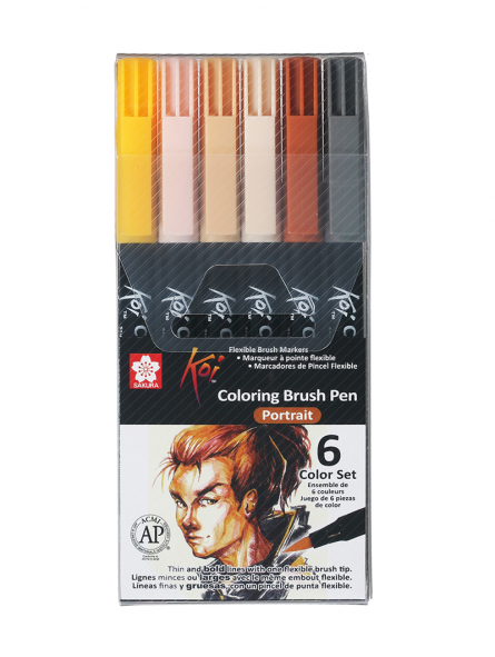 Sakura Koi Coloring Brush - Retrato Set de 6 Colores