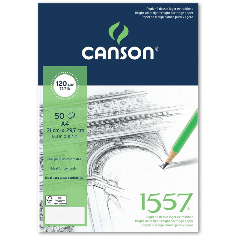 Canson 1557 A4 (21 x 29,7cm) 50 Hojas de 120 Gsm Papelería