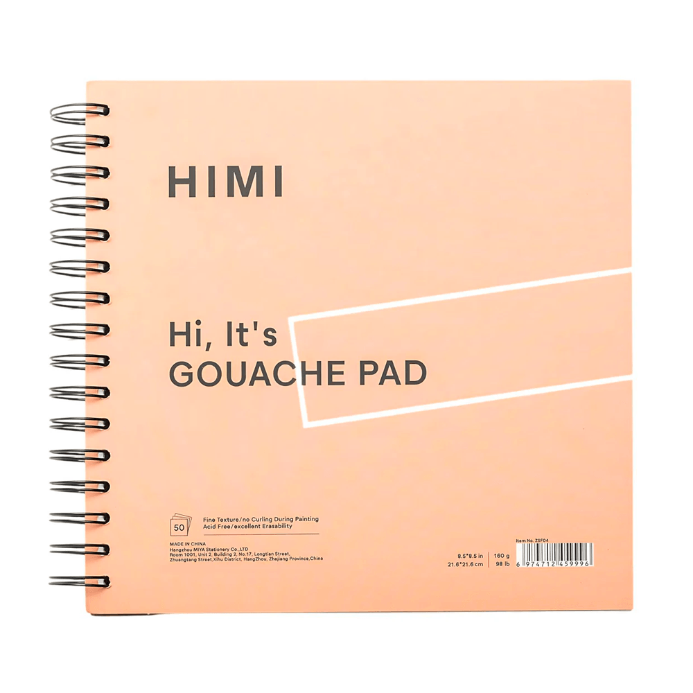 Himi Cuaderno Gouache Pad Salmón (21,6 x 21,6 cm)- 50 hojas de 160gsm