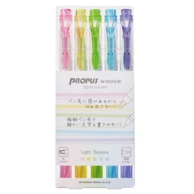 Uni Propus Window Marker Doble Punta (Light Color) - Set de 5