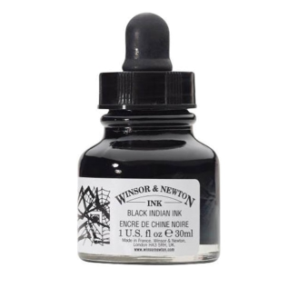 Winsor & Newton Black Indian Ink con gotario (Tinta India) - 30ml