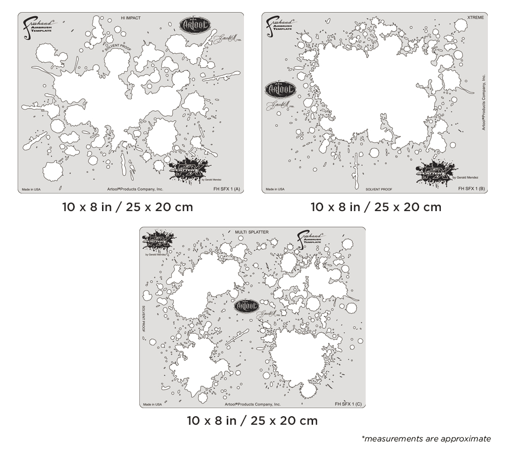 Artool Splatter Fx Template Set (Fhsfx1) Conjunto Plantillas 25X20cm