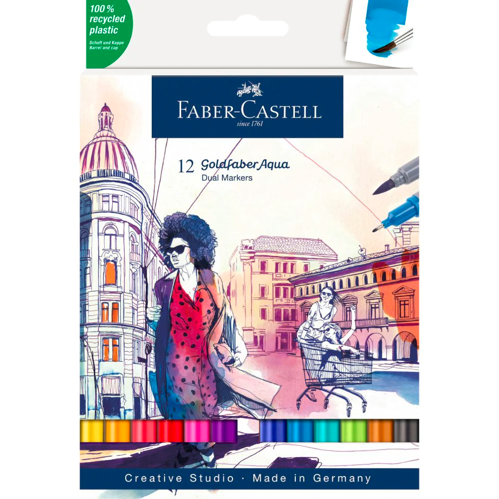 Faber-Castell Goldfaber Aqua Dual Marker Set - Tuscany 6 Pack Water Soluble