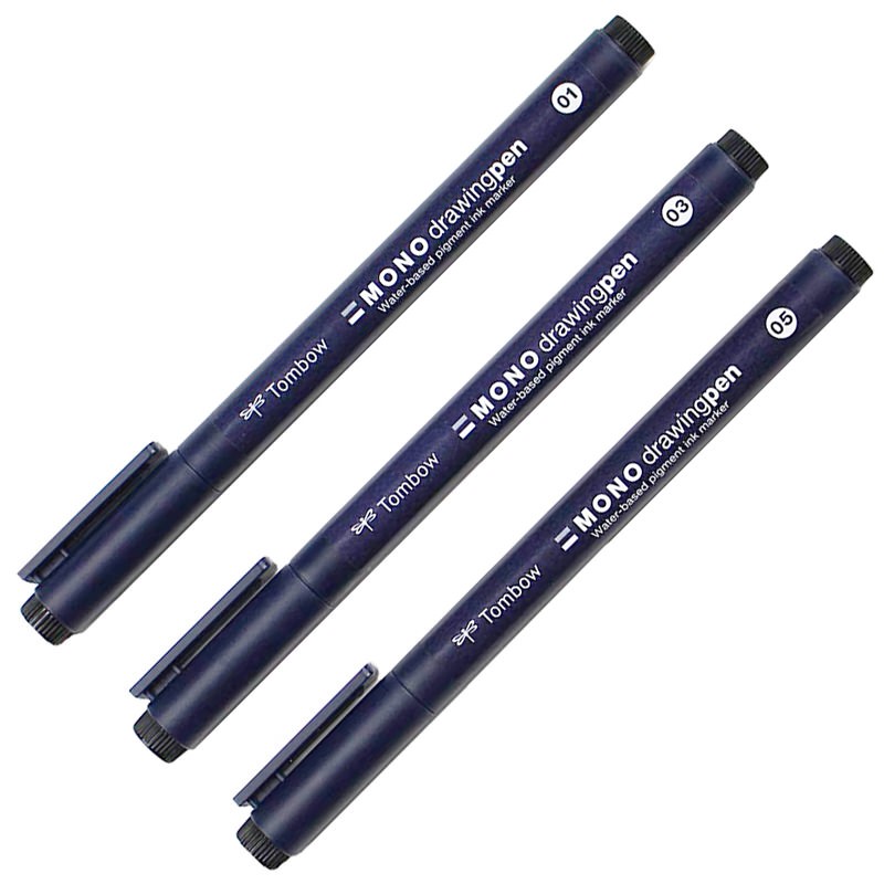 Tombow MONO Drawing Pen Set de 3 Tiralineas (01, 03, 05)
