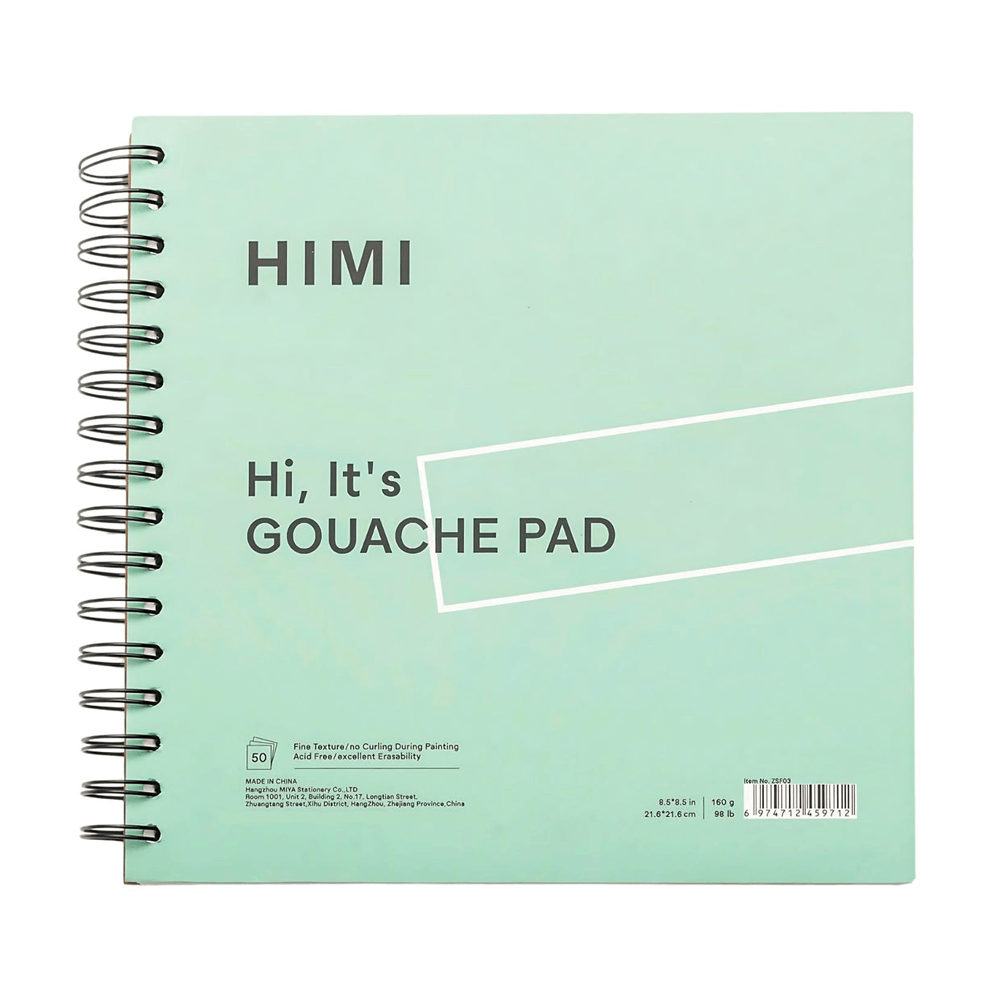 Himi Cuaderno Gouache Pad Verde (21,6 x 21,6 cm)- 50 hojas de 160gsm