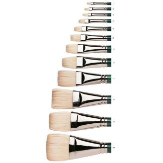 Winsor & Newton Winton - Pincel Plano Corto, Pelo de Cerda, Mango Largo (1 al 16)
