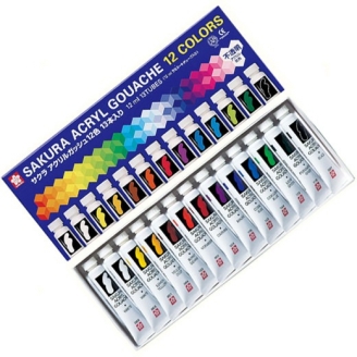 Sakura Acryl Gouache (Gouache Acrilico) 12ml - Set de 12 Colores