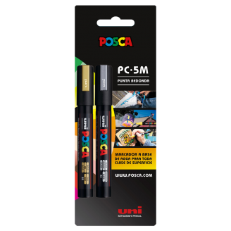 Posca 5M (1.8 - 2.5mm) - Set De 2 marcadores Oro y Plata 