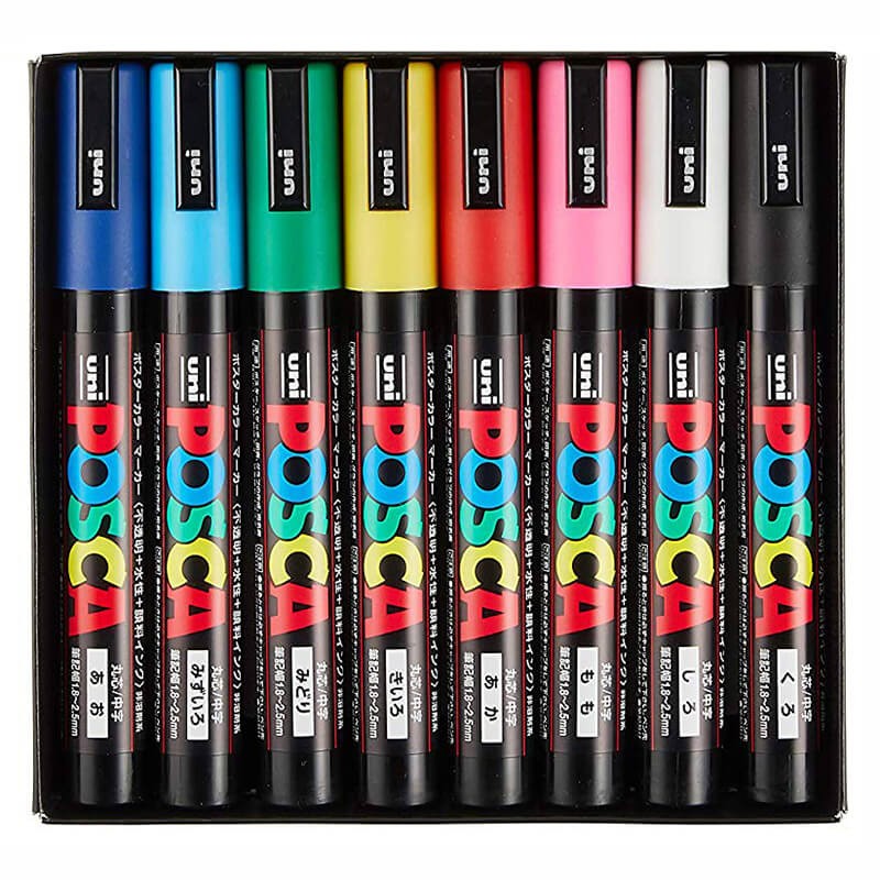 Posca PC-5M (1.8 - 2.5mm) - Set JaponÃ©s de 8 Colores