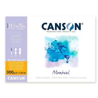 Canson Montval Aquarelle Grano Fino Block (29,7 x 42 cm) - 12 Hojas de 300 Gsm