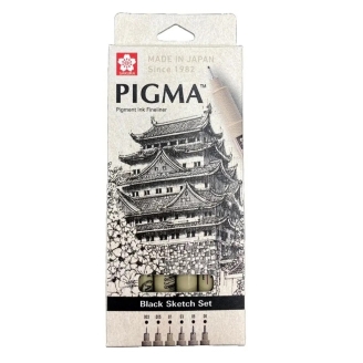 Sakura Pigma Micron Sketch Tiralineas Black Set 