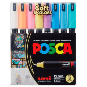 Posca PC-1MR Extra-Fino (0,7mm) - Set de 8 Colores Pastel