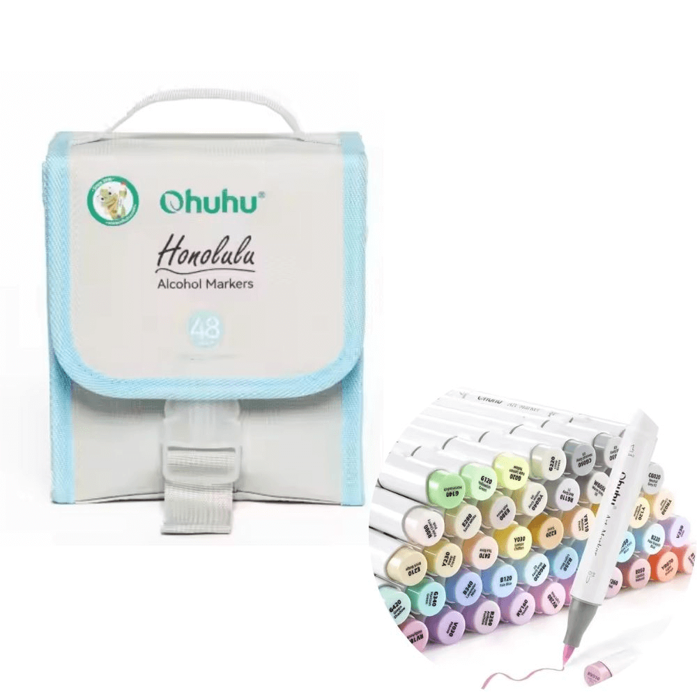 Ohuhu Honolulu Marcadores al Alcohol Doble Punta Sweetness - Set 48 Colores Pastel + blender