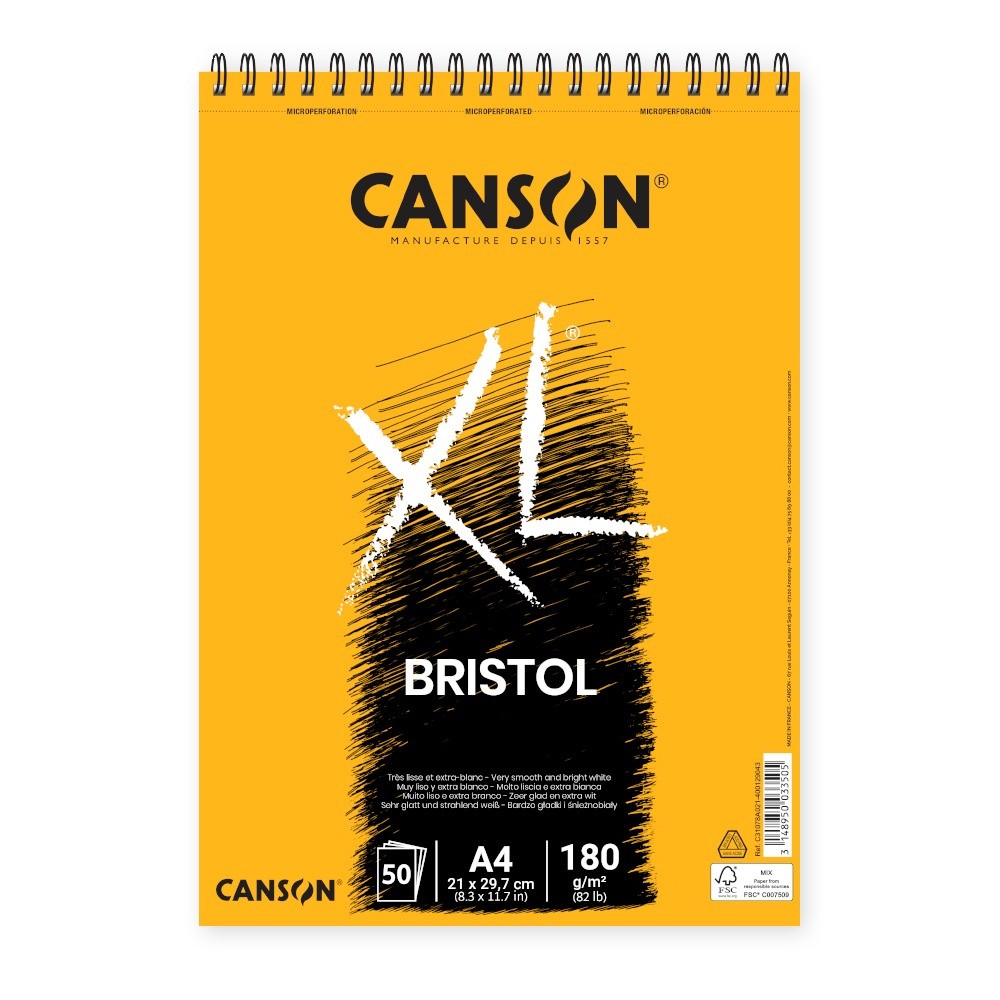 Canson XL Bristol A4 (21 x 29,7cm) 50 Hojas de 180 Gsm