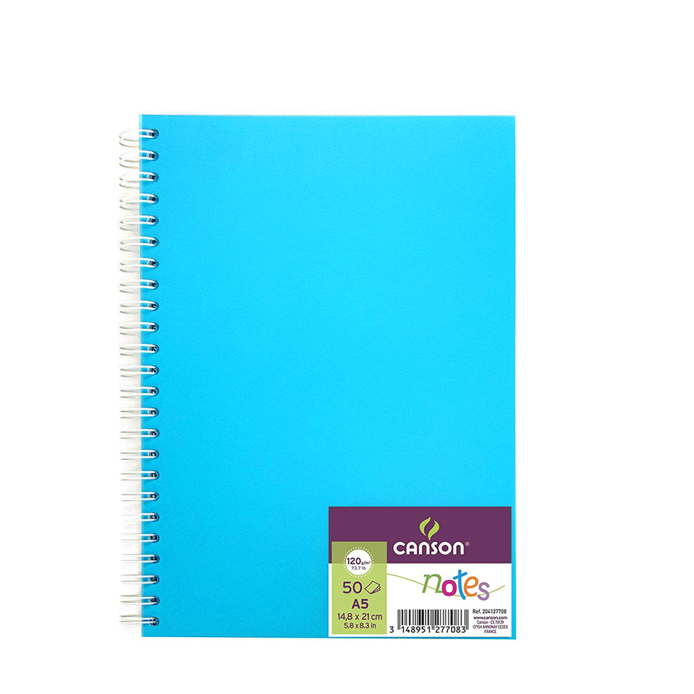 Canson Sketch book Notes Papel Blanco A5 14,8x21cm 120gms 50 hojas -  Turquesa