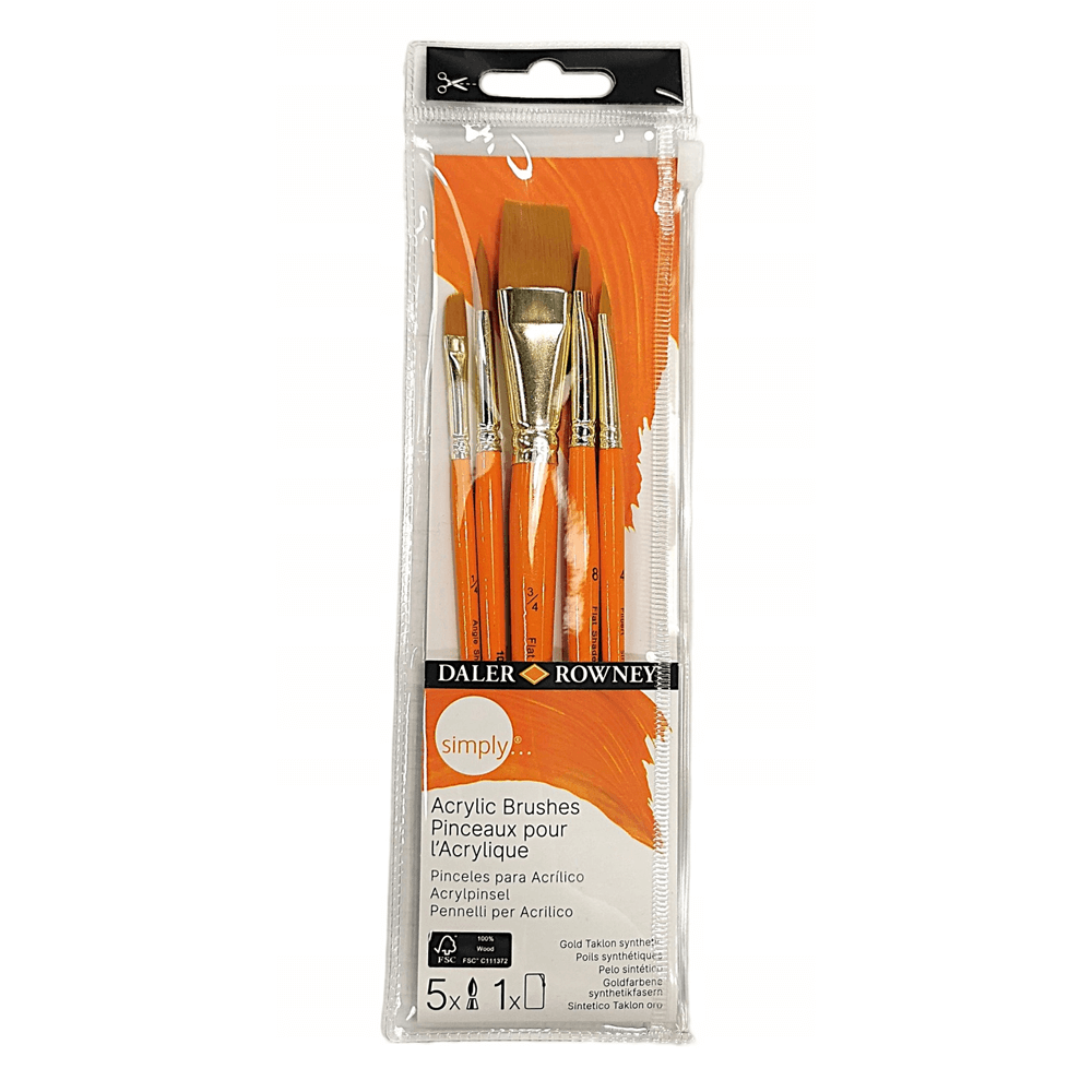 Daler Rowney Simply Pinceles para Acrílico - Set de 5