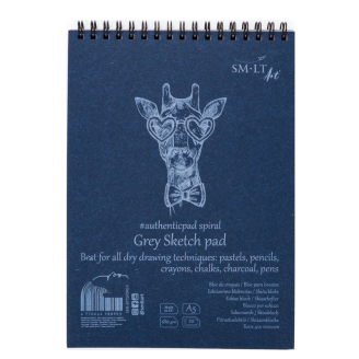 SMLT Croquera Gris Authenticpad A4 (21 x 29,7 cm) - 30 hojas de 180 gsm