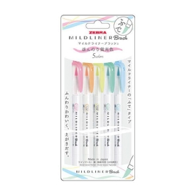 Zebra Mildliner Brush Fluorescent (WFT8-5C-N) - Set de 5