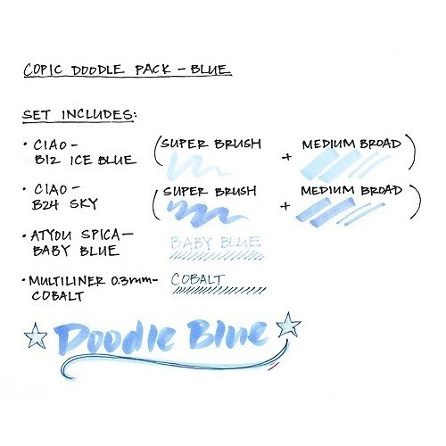 Copic Doodle Set - Blue, Set of 4