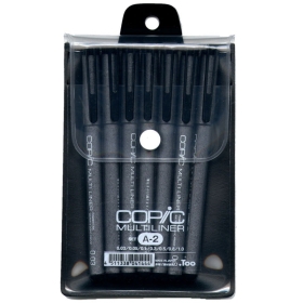 Copic Multiliner A-2 Set de 7 (003, 005, 01, 03, 05, 08, 1) - Negro