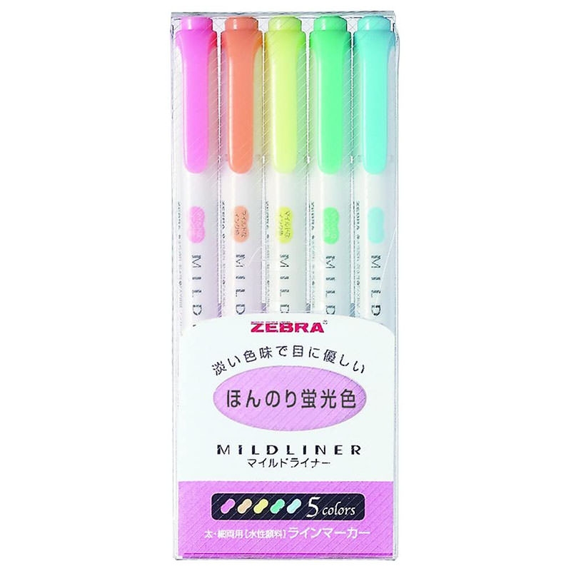  Zebra Mildliner Fluorescent (WKT7-5C) - Set de 5