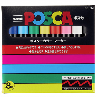 Posca PC-5M (1.8 - 2.5mm) - Set Japonés de 8 Colores