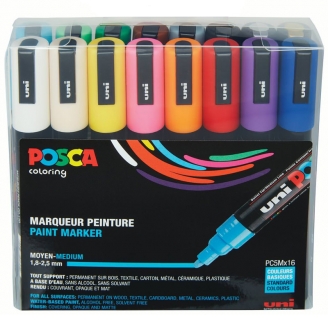Posca PC-5M (1.8 - 2.5mm) - Set de 16 Colores Basicos