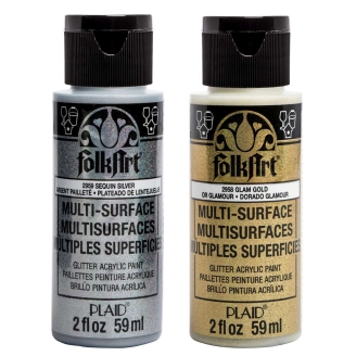 Plaid Folkart Multi-Surface Glitter - Pintura Acrílica Glitter 2oz (59ml) - (Disponible en 2 colores)
