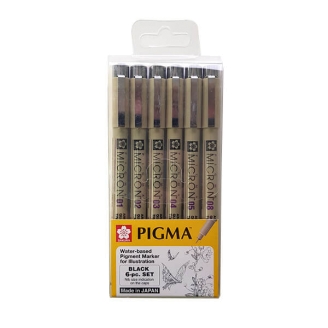 Sakura Pigma Micron Tiralineas Black Set (01, 02, 03, 04, 05, 08)