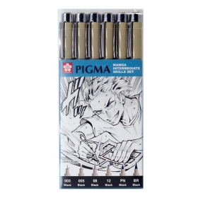 Sakura Pigma Micron Manga Nivel Intermedio - Set 6 tiralíneas