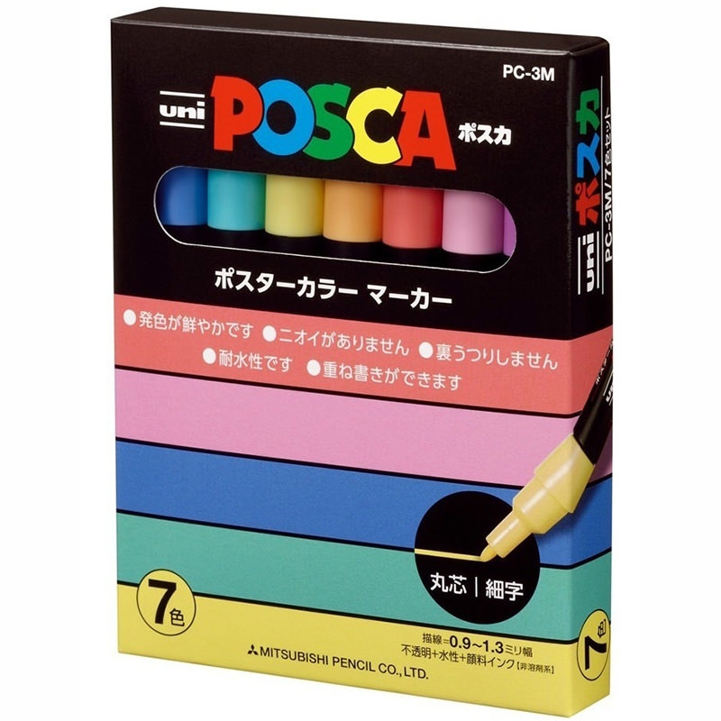 Marcador POSCA Punta 3M Set Pastel 7 Colores – Momo Papelería