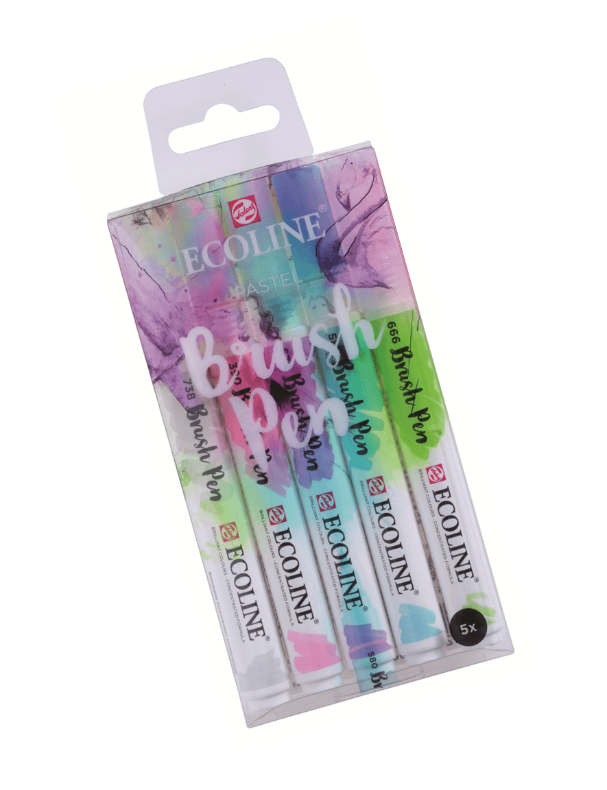 Royal Talens Ecoline Brush Pen Pasteles  - Set de 5 colores