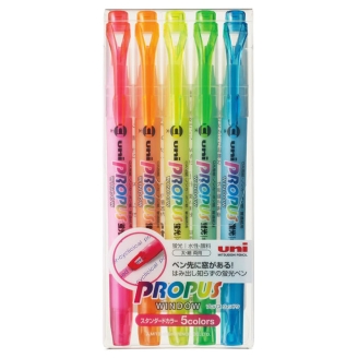 Uni Propus Window Destacador Doble Punta - Set de 5