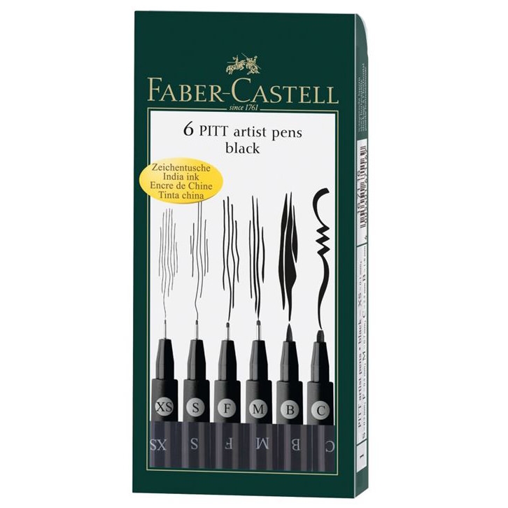Faber-Castell Pitt Artist Pens (Tiralineas) - Set de 6