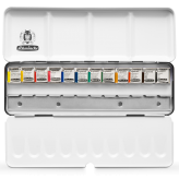 Schmincke Akademie Acuarela caja metálica larga (1/2 pastilla) - set de 12 colores