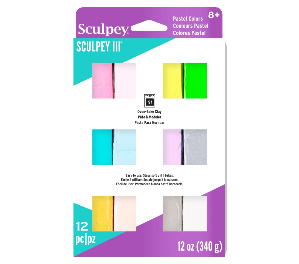 Sculpey III MultiPack 12 Colores Perlados y Pasteles - 340g (12 x 28g)