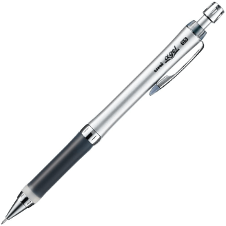 Uni Alpha Gel Slim Portaminas Agarre Suave - Plateado y Negro (0.5mm)