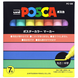 Posca PC-5M (1.8 - 2.5mm) - Set Japonés De 7 Colores Pastel