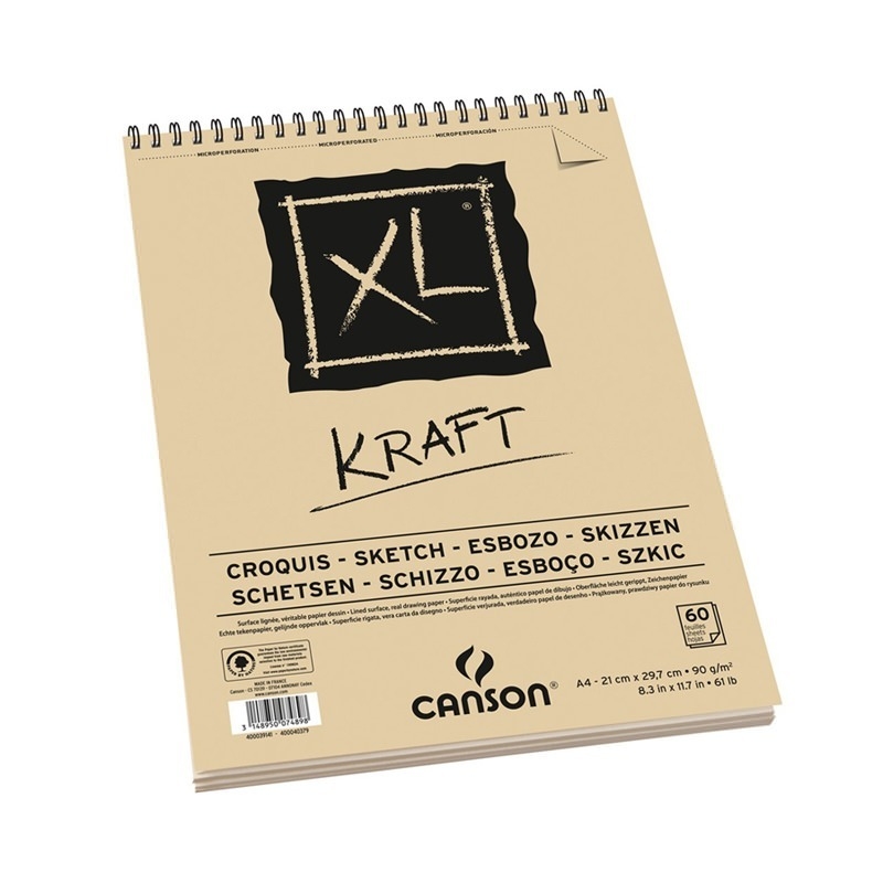 Canson XL Kraft A4 (21 x 29,7cm) - 60 Hojas de 90 Gsm