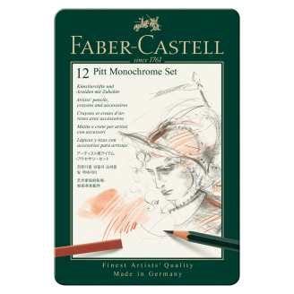Faber-Castell Pitt Monochrome Pasteles y Grafitos - Set de 12 Piezas