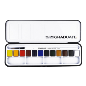 Daler Rowney Graduate Set de acuarelas con caja metálica - 12 colores con 1 pincel 